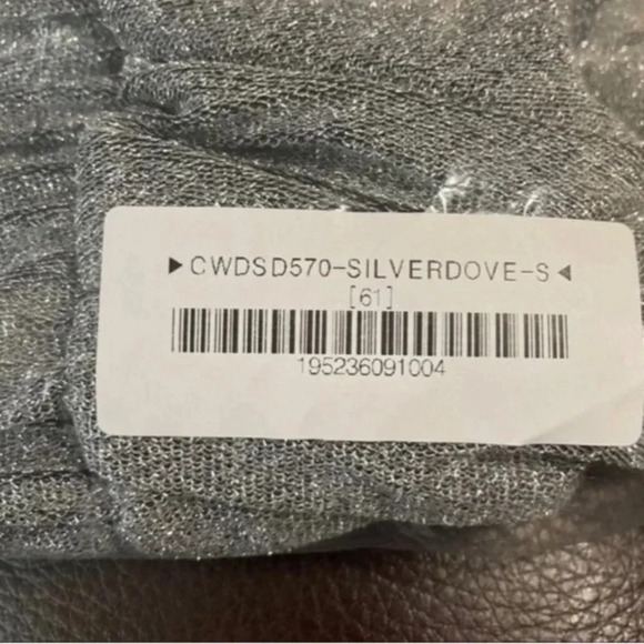 Lurux Long Sleeve Shimmering Silver Off Shoulder Bodycon Dress S L - Picture 6 of 7